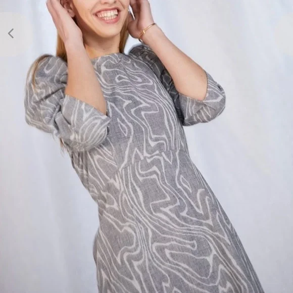 WHIT Glen check wood grey women’s size 2 dress - Picture 5 of 9